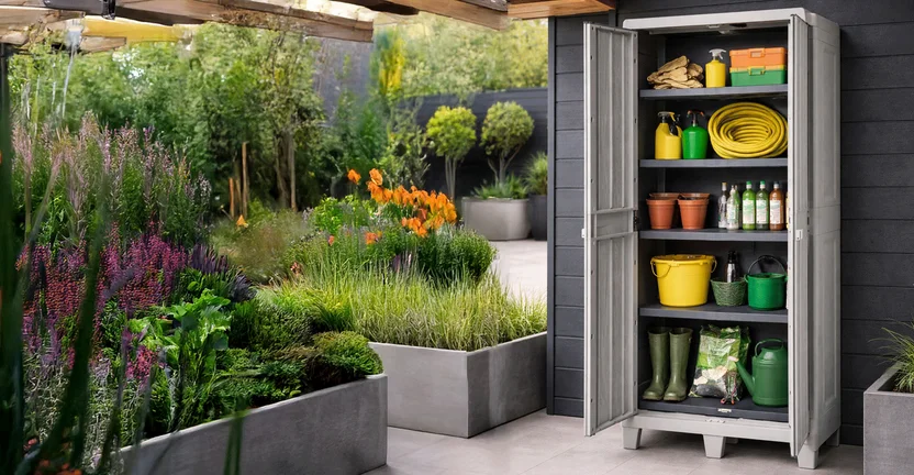 Florida XL 4 Raflı Plastik Dolap Gri