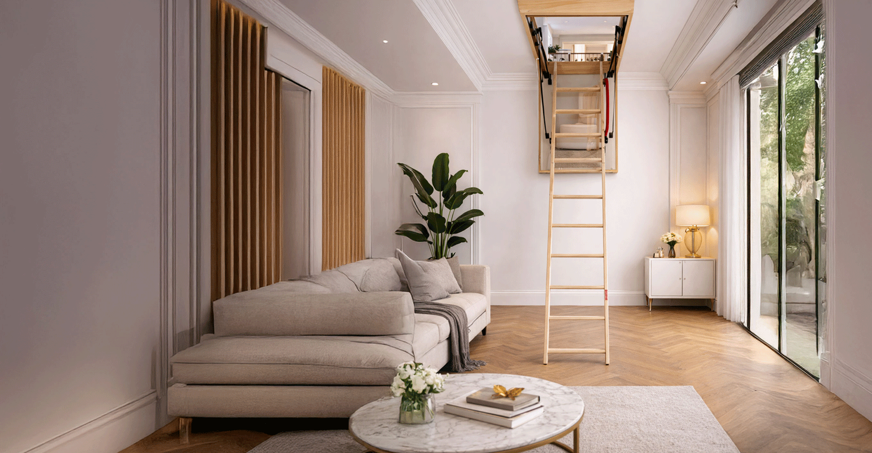 Maya Ahşap Katlanır Çatı Merdiveni 110x60 cm