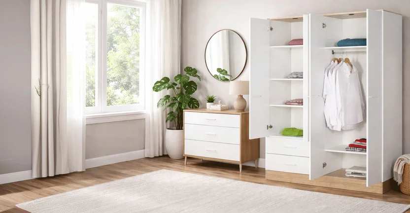 Adore Base 4 Kapılı 2 Çekmeceli Gardırop Beyaz
 