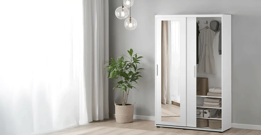 Adore Porto Sürgü Kapaklı Aynalı Portmanto Beyaz 