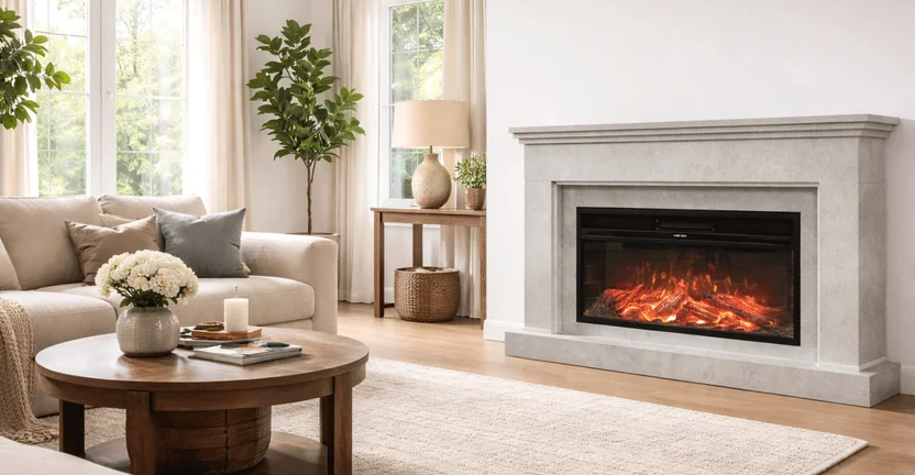 Dlc 1800W Retro Beton Desenli Dekoratif Şömine