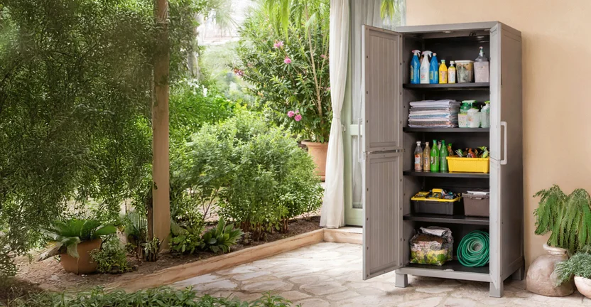 Toomax Wood Midi 4 Raflı Plastik Dolap Taş Gri