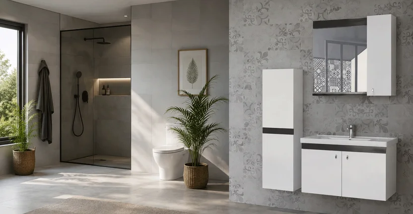 New Bahar Aynalı 80 cm Takım Banyo Dolabı Beyaz