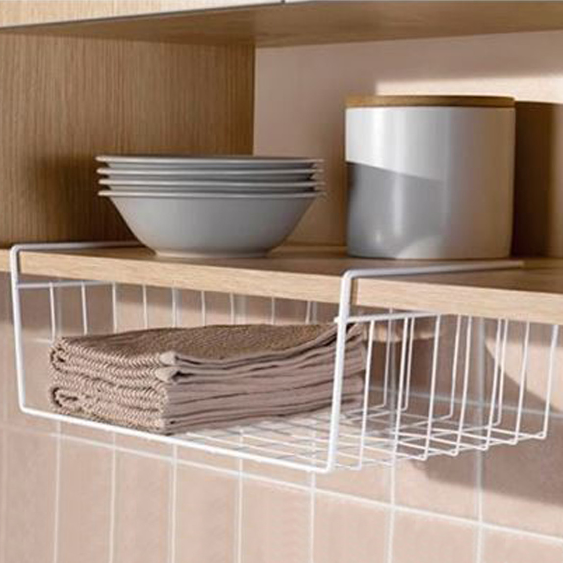    Metaltex Babette Pvc Tek Katlı Raf Altı Beyaz Mutfak Sepeti 