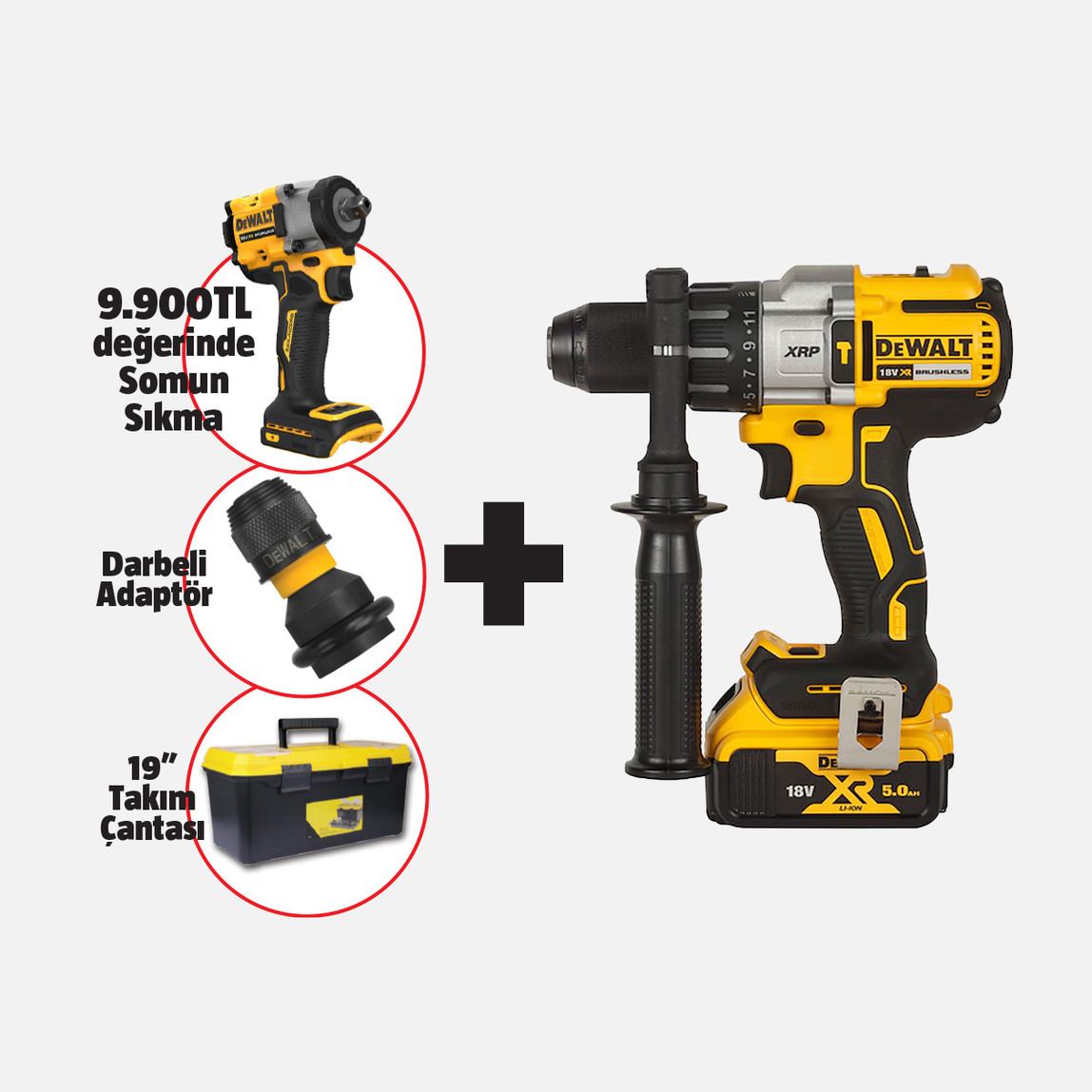    Dewalt Dcd996P2-QW 18 V 5.0 Ah 95 Nm Kömürsüz XR Seri Çift Akülü Darbeli Matkap 