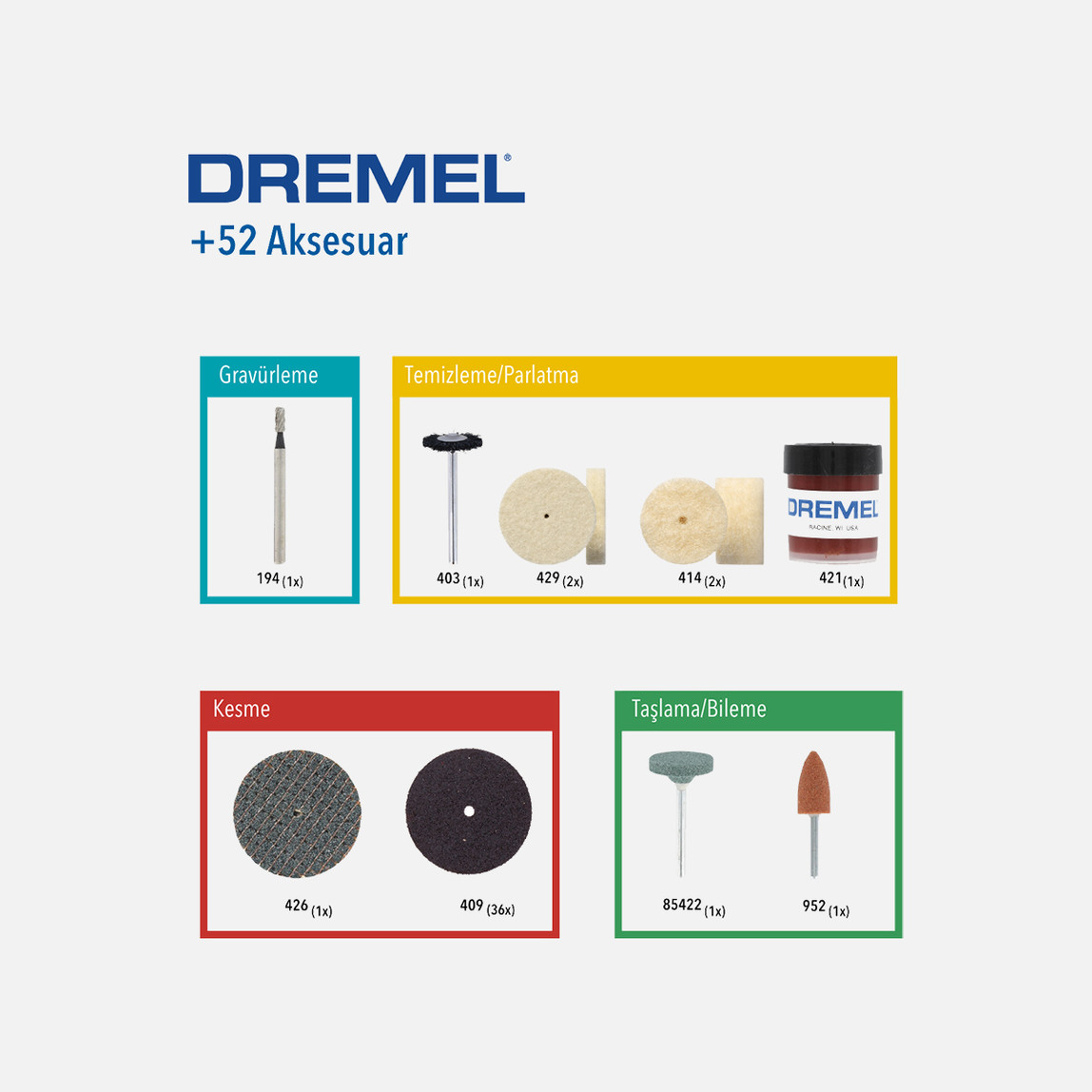    Dremel 687 52 Parça Çok Amaçlı Aksesuar Seti 