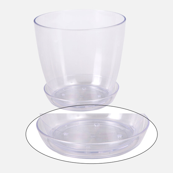 Üçsan Orkide Saksı Tabağı Şeffaf-Beyaz 1,5 lt 