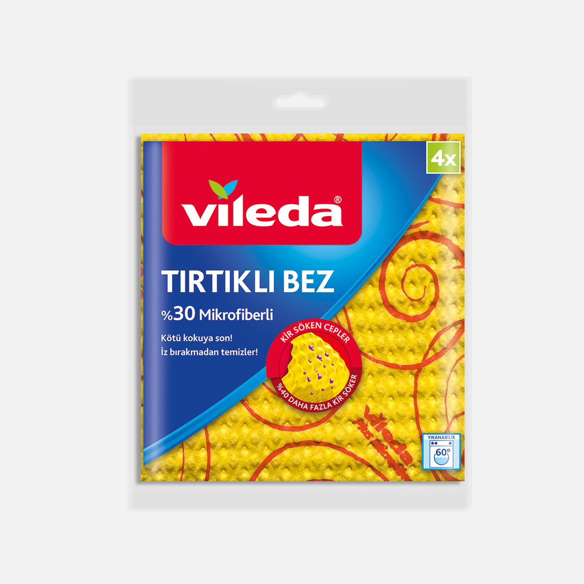    Vileda %30 Mikrofiberli Tırtıklı Bez 4'lü Paket   