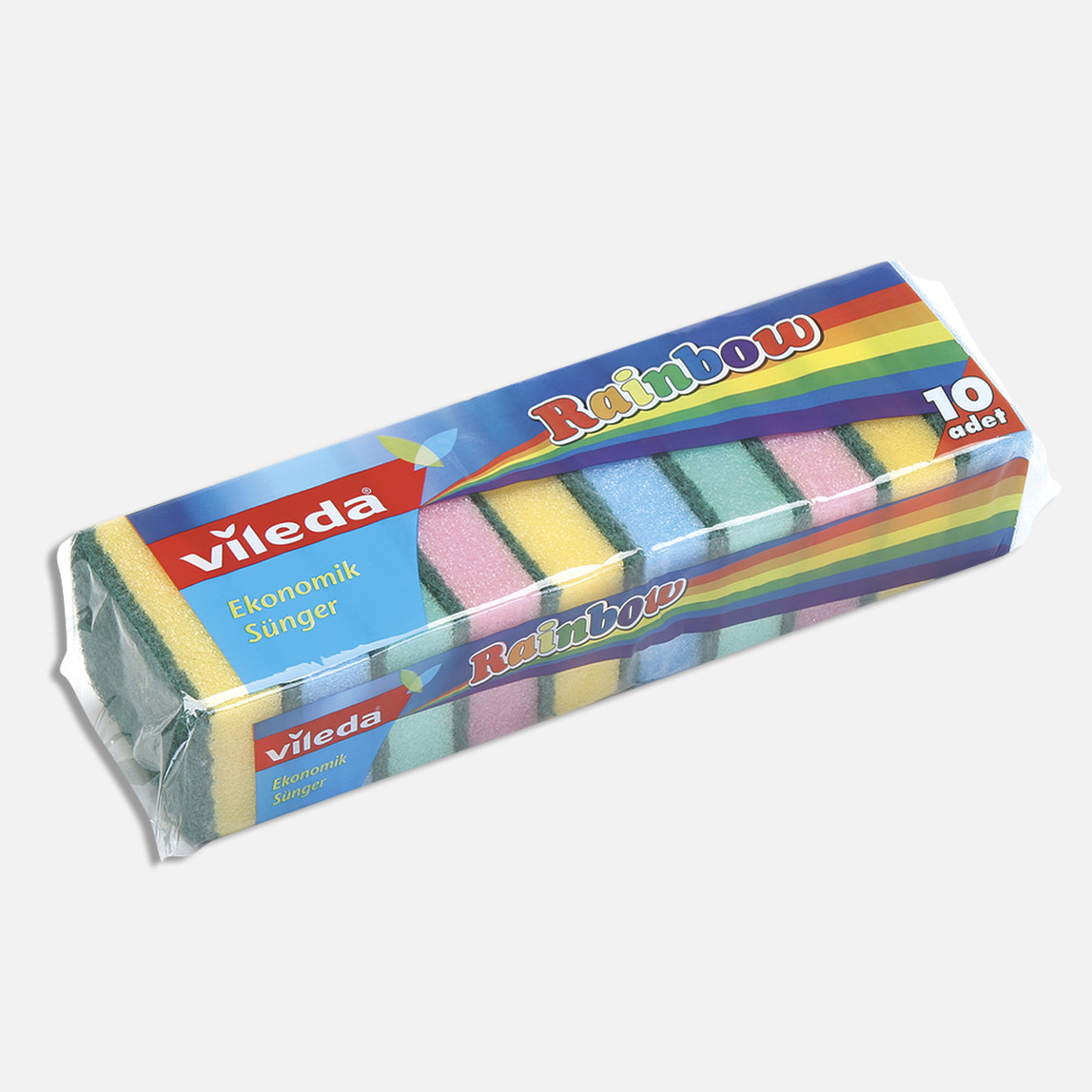    Vileda Rainbow 10'lu Dikdörtgen Bulaşık Süngeri 