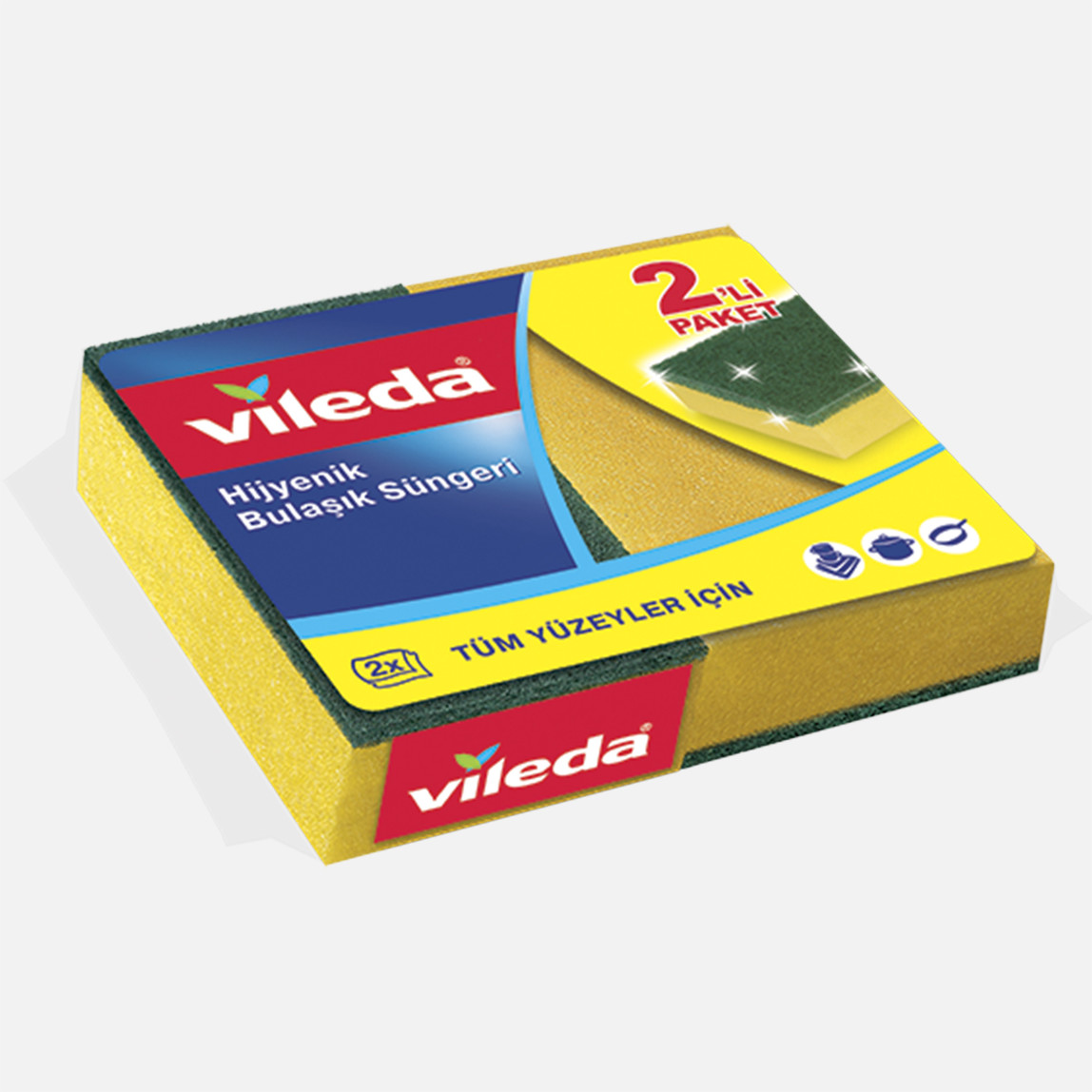    Vileda Yeşil Düz 2'li Dikdörtgen Bulaşık Süngeri 
