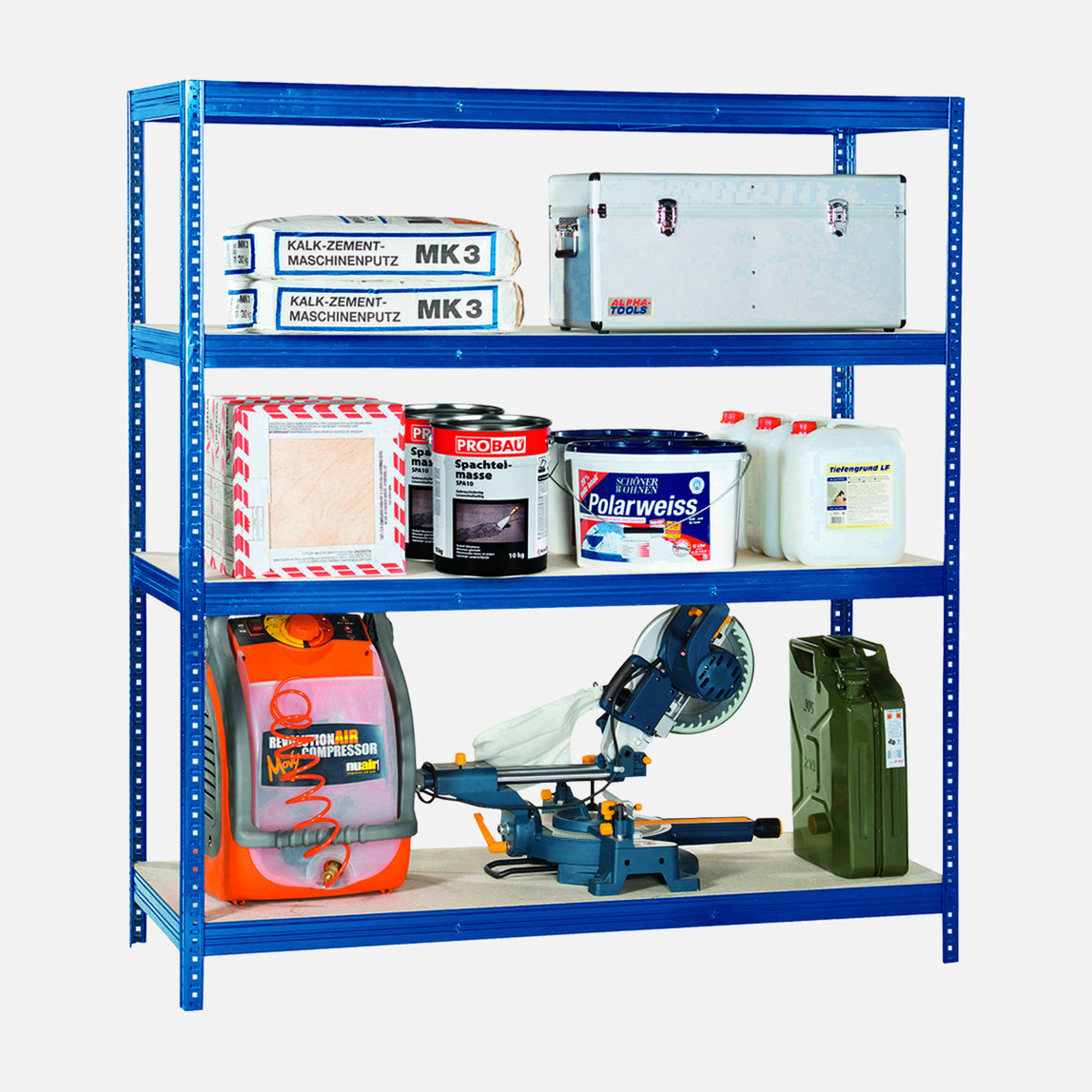    Regalux 4 Katlı Metal Raf XXL Mavi  