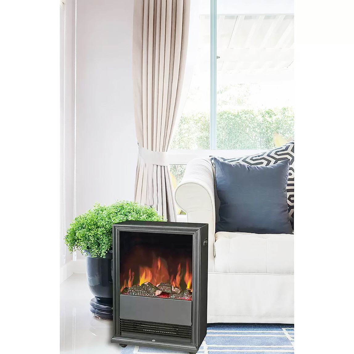    Voltomat 2000 W Dikdörtgen Ayaklı Dekoratif Şömine Antrasit 