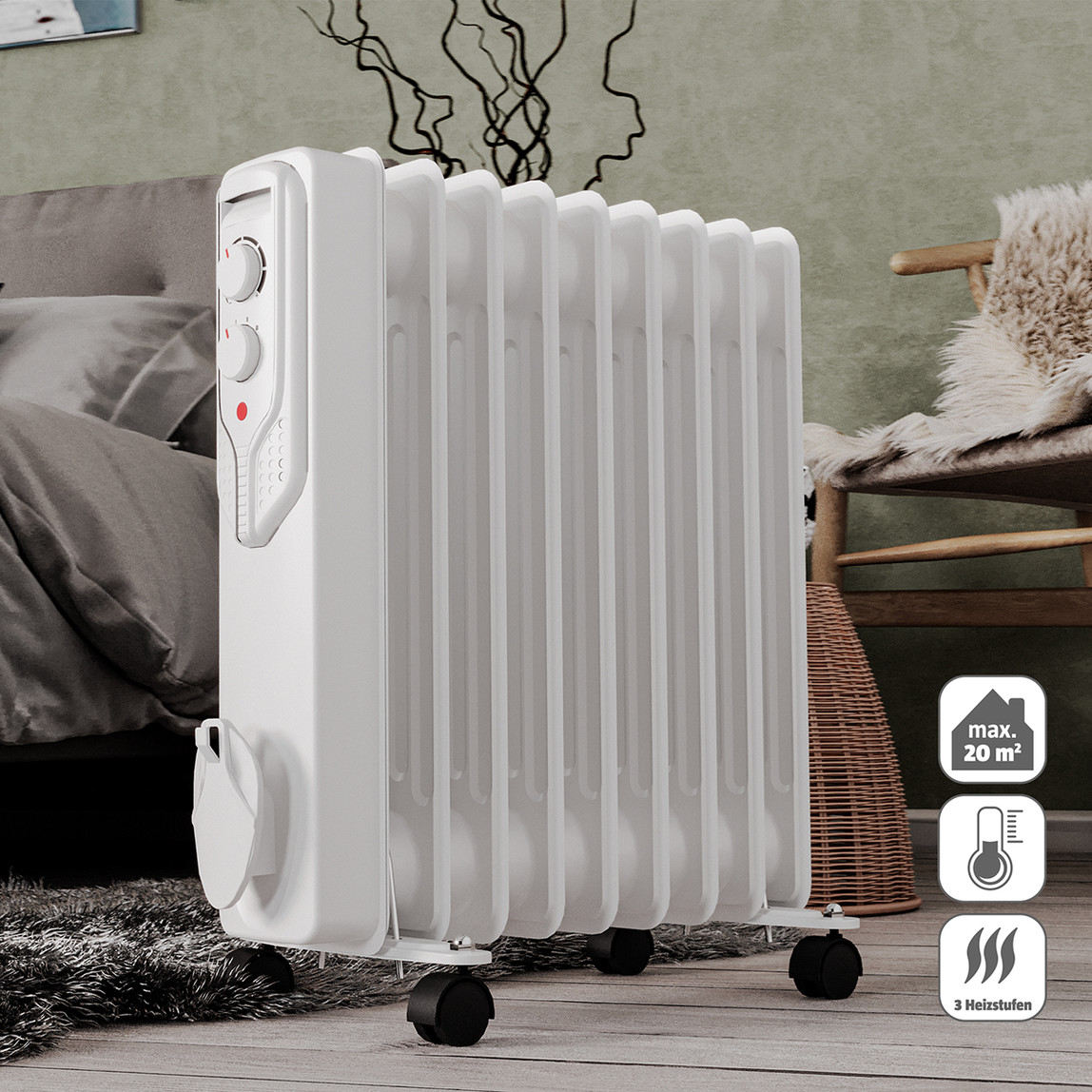    Voltomat Termostatlı 2000 W 9 Dilim Yağlı Radyatör Beyaz   