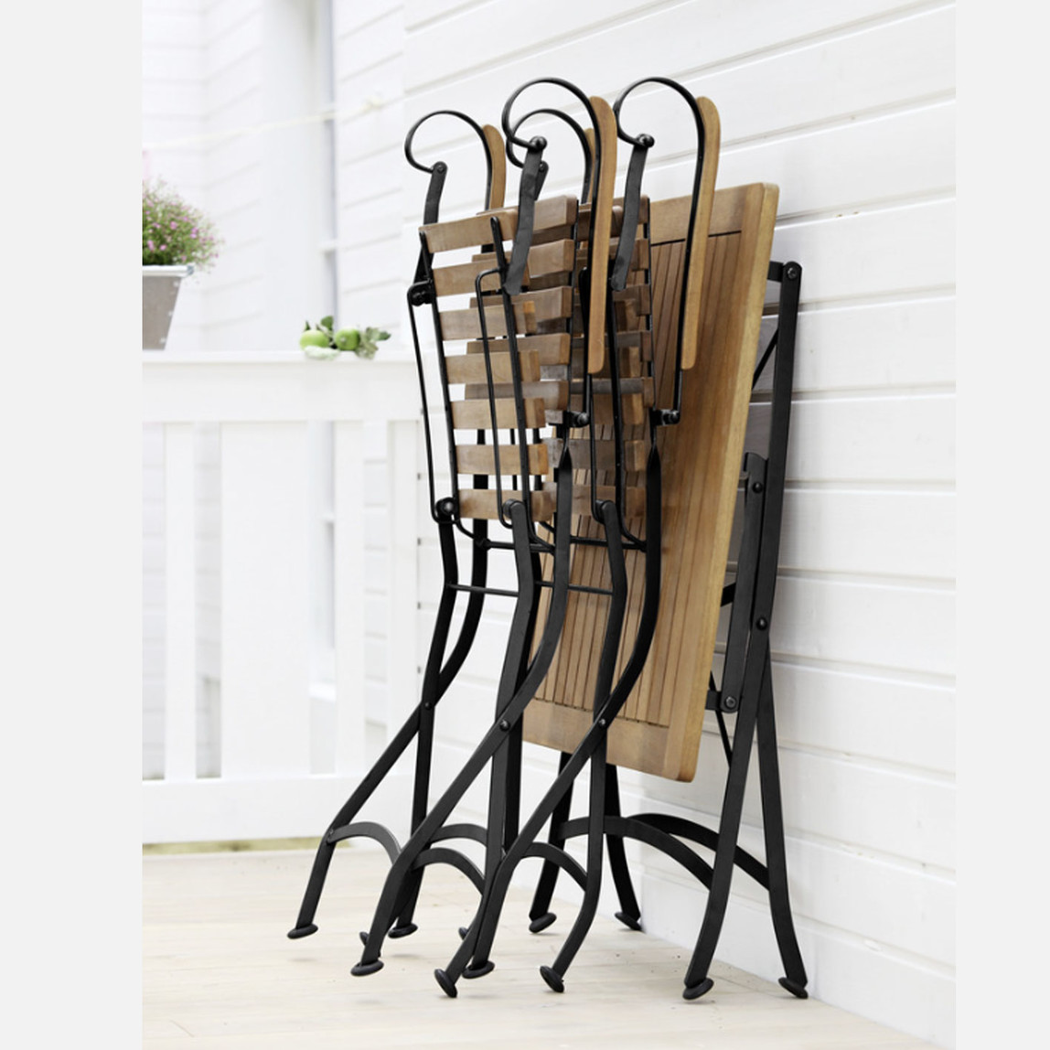    Sunfun Moni Ferforje Ahşap Balkon Masası  