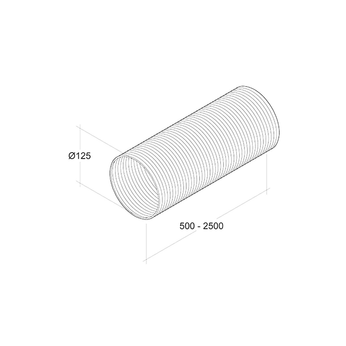    Aluminyum Flex Boru Çap 125 mm  2,5M 