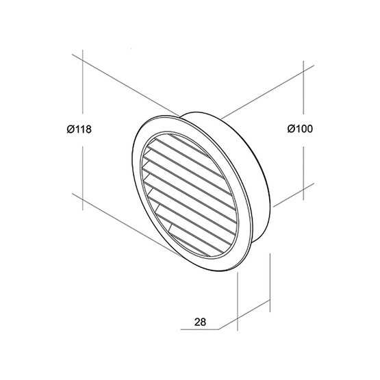 İlöz Yuvarlak Dış Duvar Izgarası Çap 100 mm Beyaz 