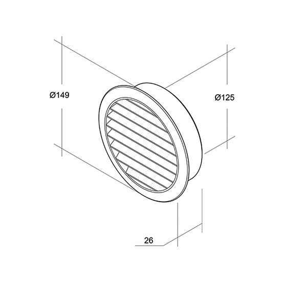 İlöz Yuvarlak Dış Duvar Izgarası Çap 125 mm (Beyaz) 