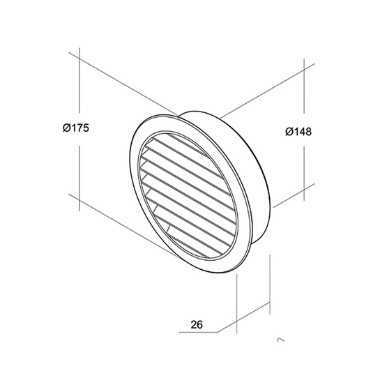 İlöz Yuvarlak Dış Duvar Izgarası Çap 150 mm Beyaz 