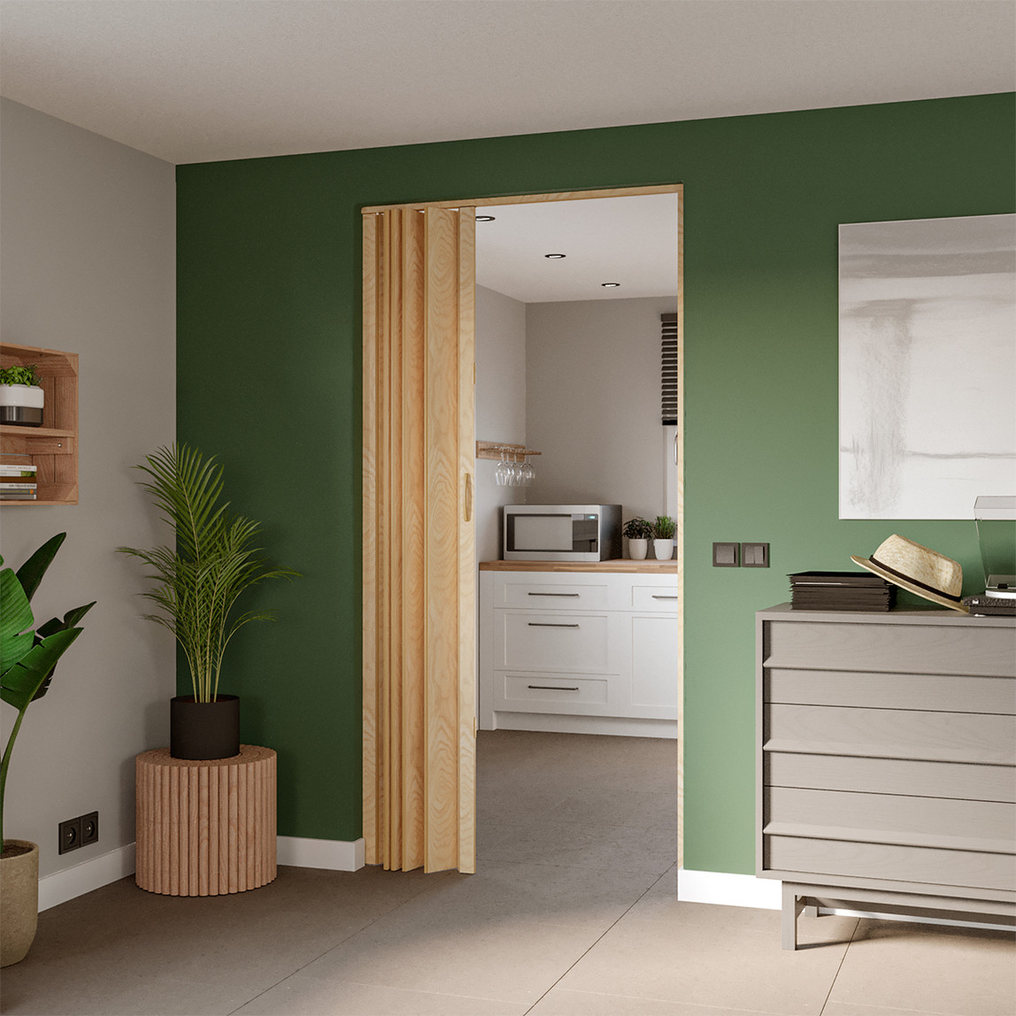    BAUHAUS Pvc Akordiyon Kapı Meşe  