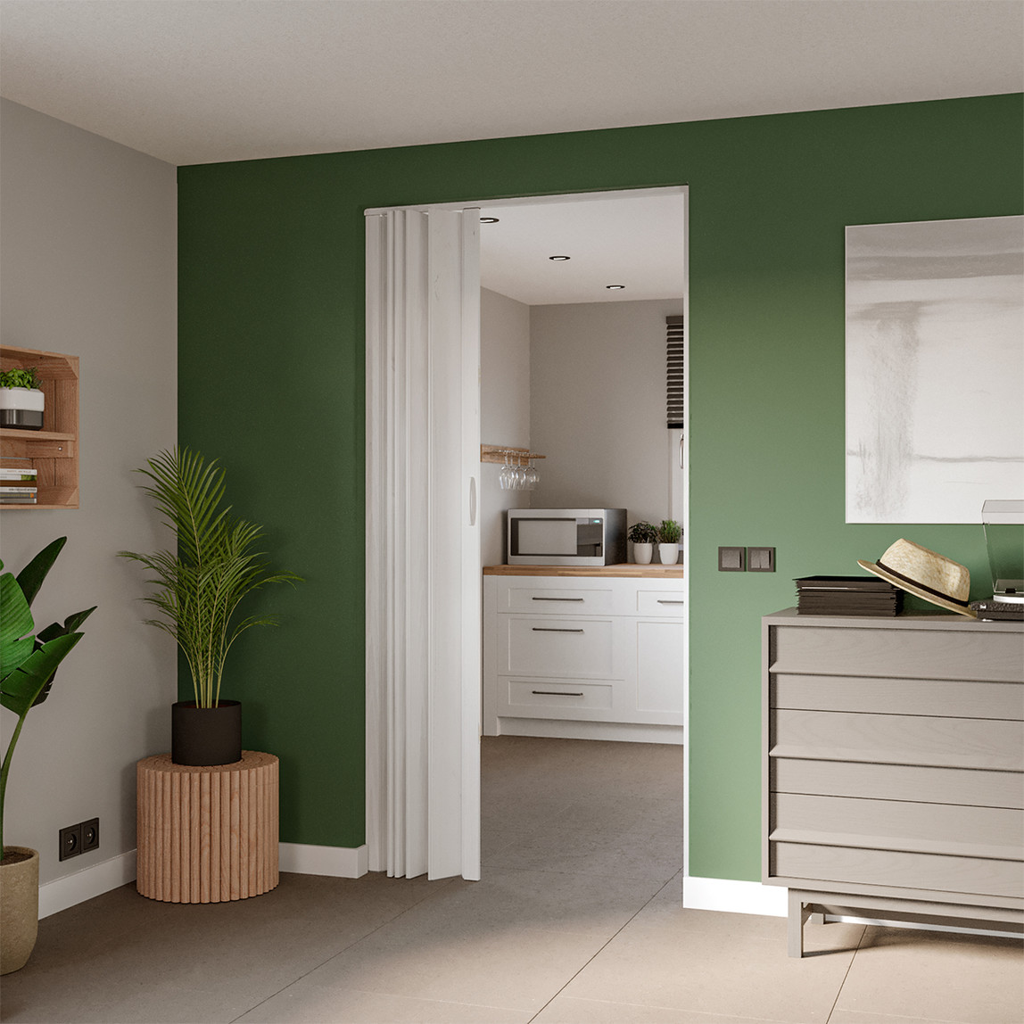    BAUHAUS Pvc Akordiyon Kapı Beyaz   