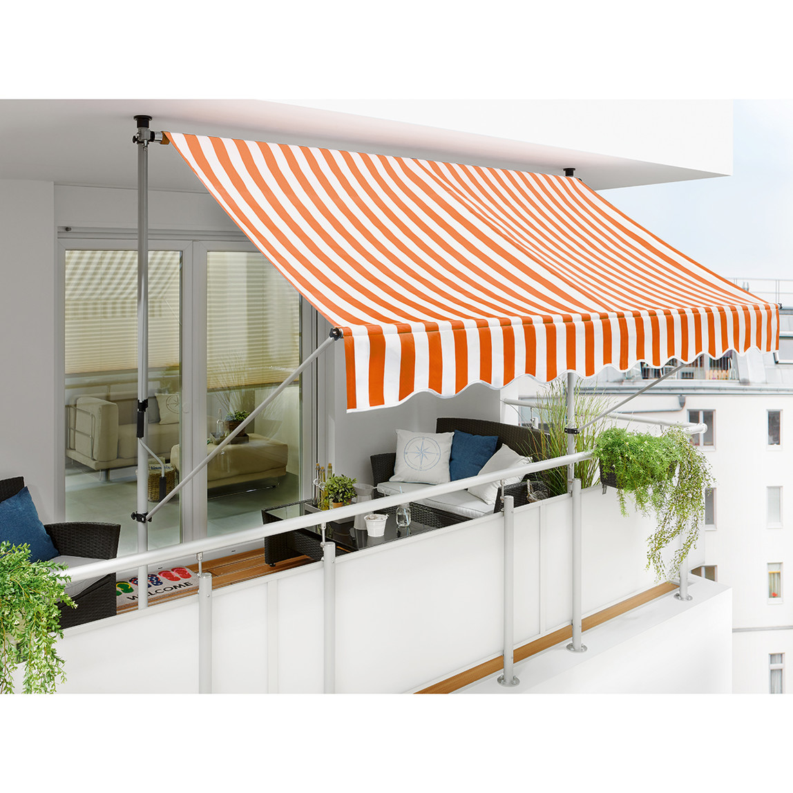    Sunfun Teleskopik Tente Turuncu-Beyaz 250x150 cm  