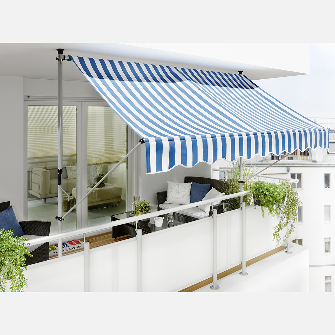    Sunfun Teleskopik Tente Mavi-Beyaz 300x130 cm  