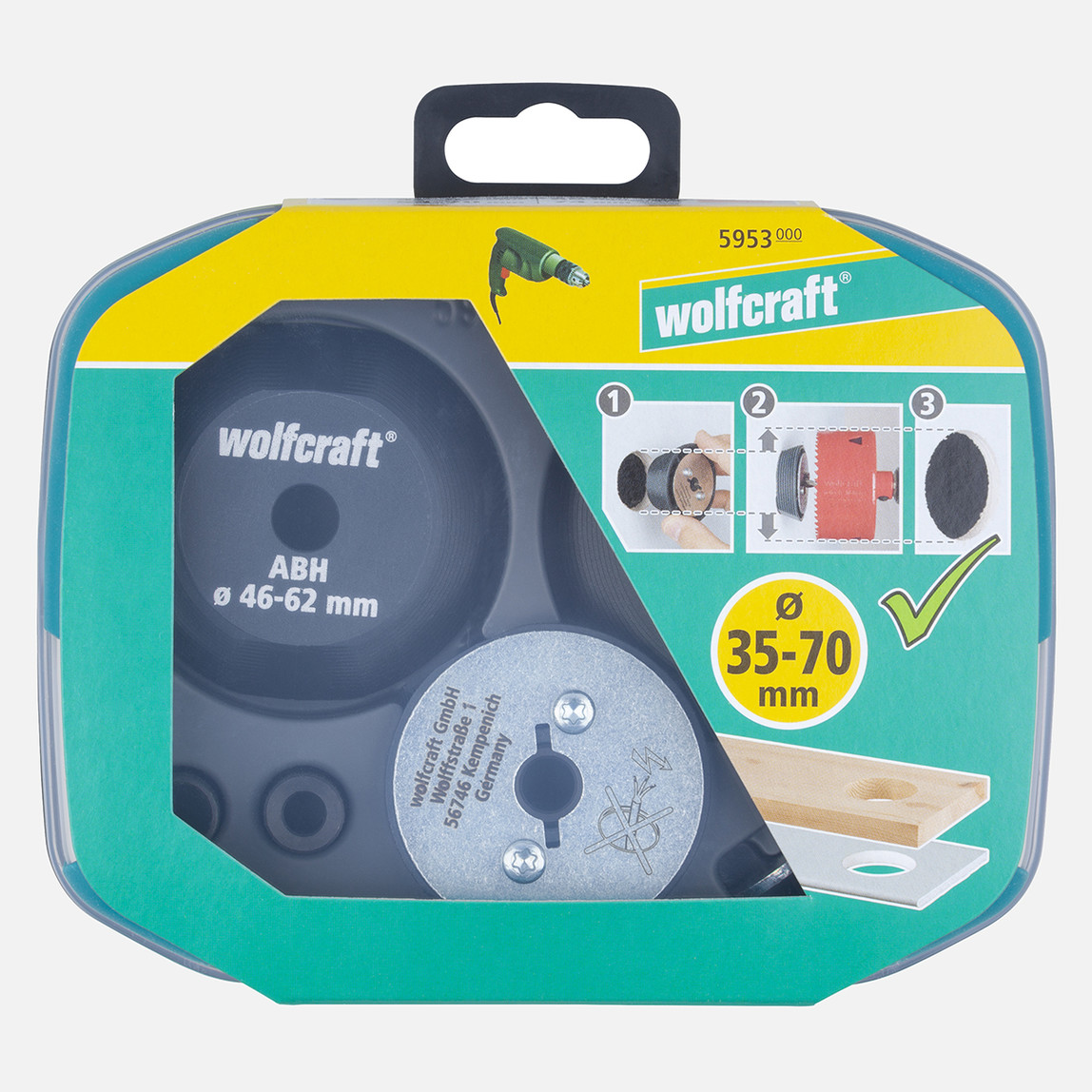    Wolfcraft Delik Genişletme Yardımcısı 35-70mm  Set  