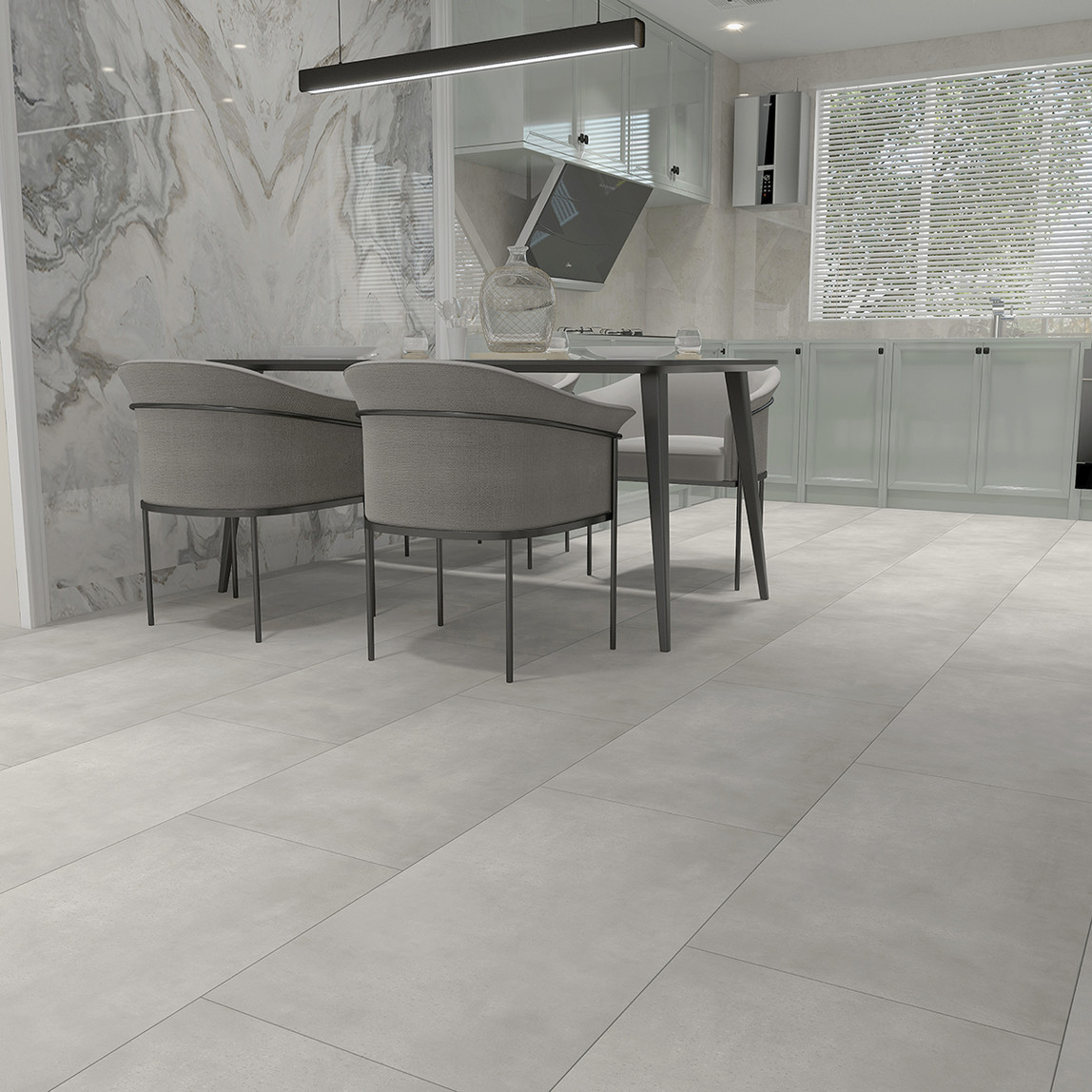    Beton Görünümlü Vinil Karo Zemin Kaplaması Açık Gri 812x406x4 mm 