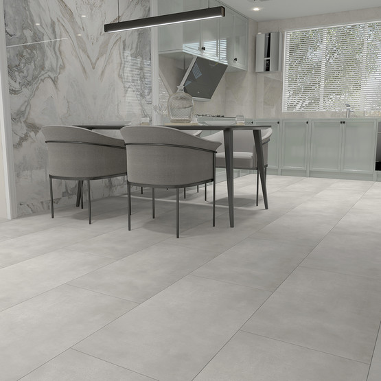 Beton Görünümlü Vinil Karo Zemin Kaplaması Açık Gri 812x406x4 mm