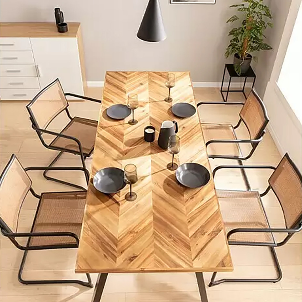    Exclusivholz Balıksırtı Lamine Masa Tablası Akasya 