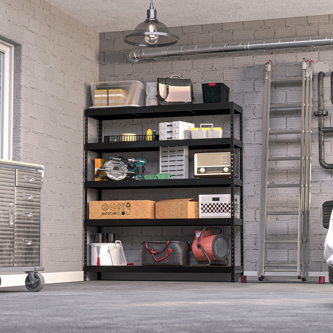    Regalux 5 Katlı Metal Raf Siyah 