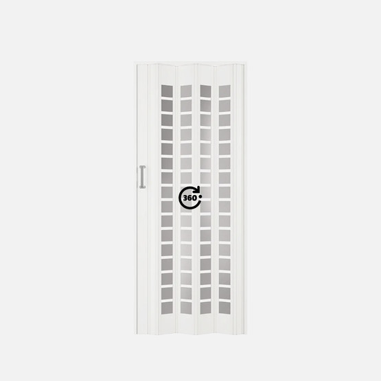 Katlanır PVC Camlı Akordiyon Kapı Beyaz