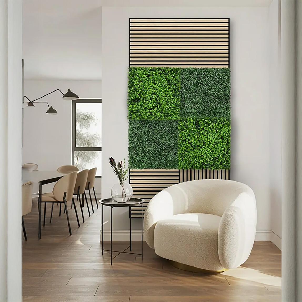    Yapay Bitki Kaplamalı Duvar Paneli Yeşil Çim 