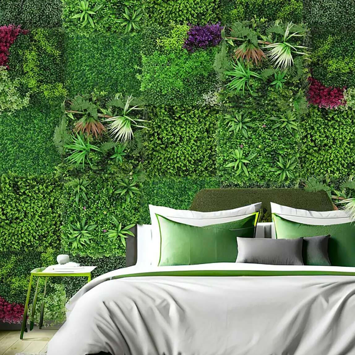    Yapay Bitki Kaplamalı Duvar Paneli Yeşil Çim 