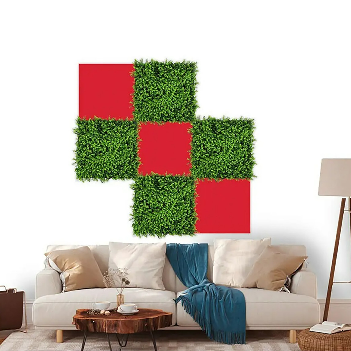    Yapay Bitki Kaplamalı Duvar Paneli Yeşil Çim 