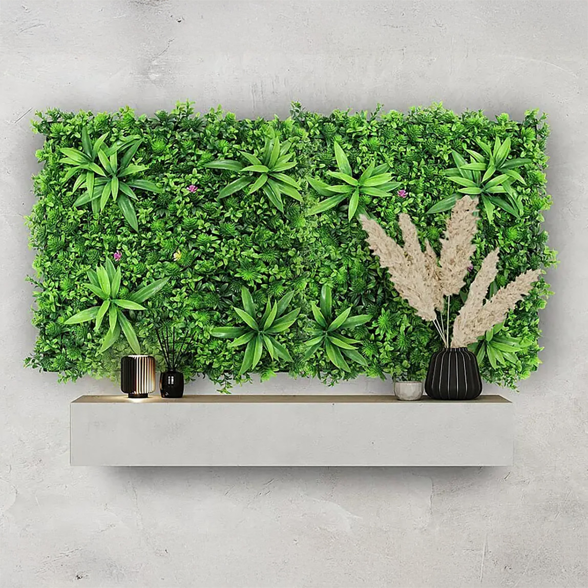    Yapay Bitki Kaplamalı Duvar Paneli Yeşil Bitkiler 