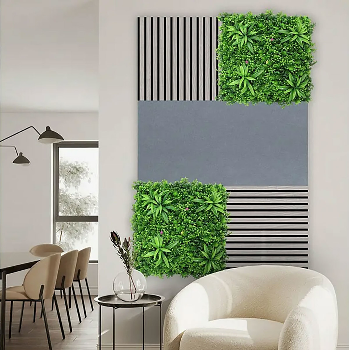    Yapay Bitki Kaplamalı Duvar Paneli Yeşil Bitkiler 