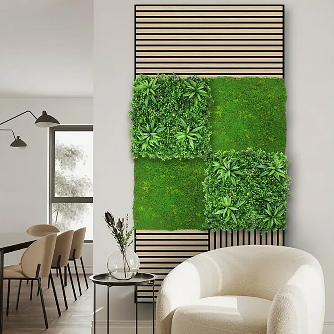    Yapay Bitki Kaplamalı Duvar Paneli Yeşil Bitkiler 