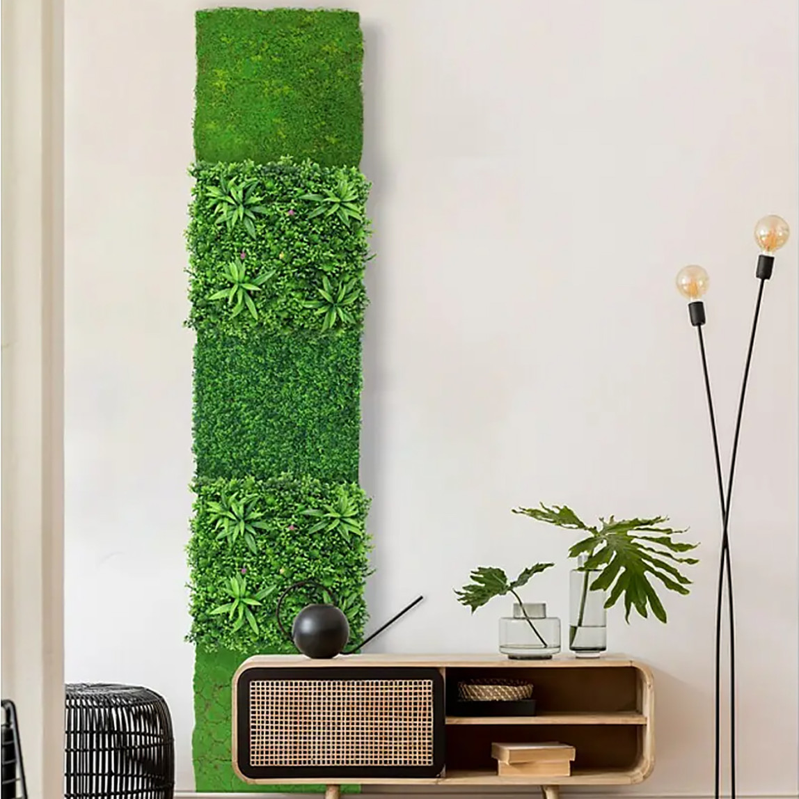    Yapay Bitki Kaplamalı Duvar Paneli Yeşil Bitkiler 