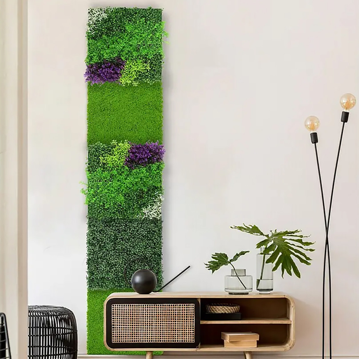    Yapay Bitki Kaplamalı Duvar Paneli Menekşe 