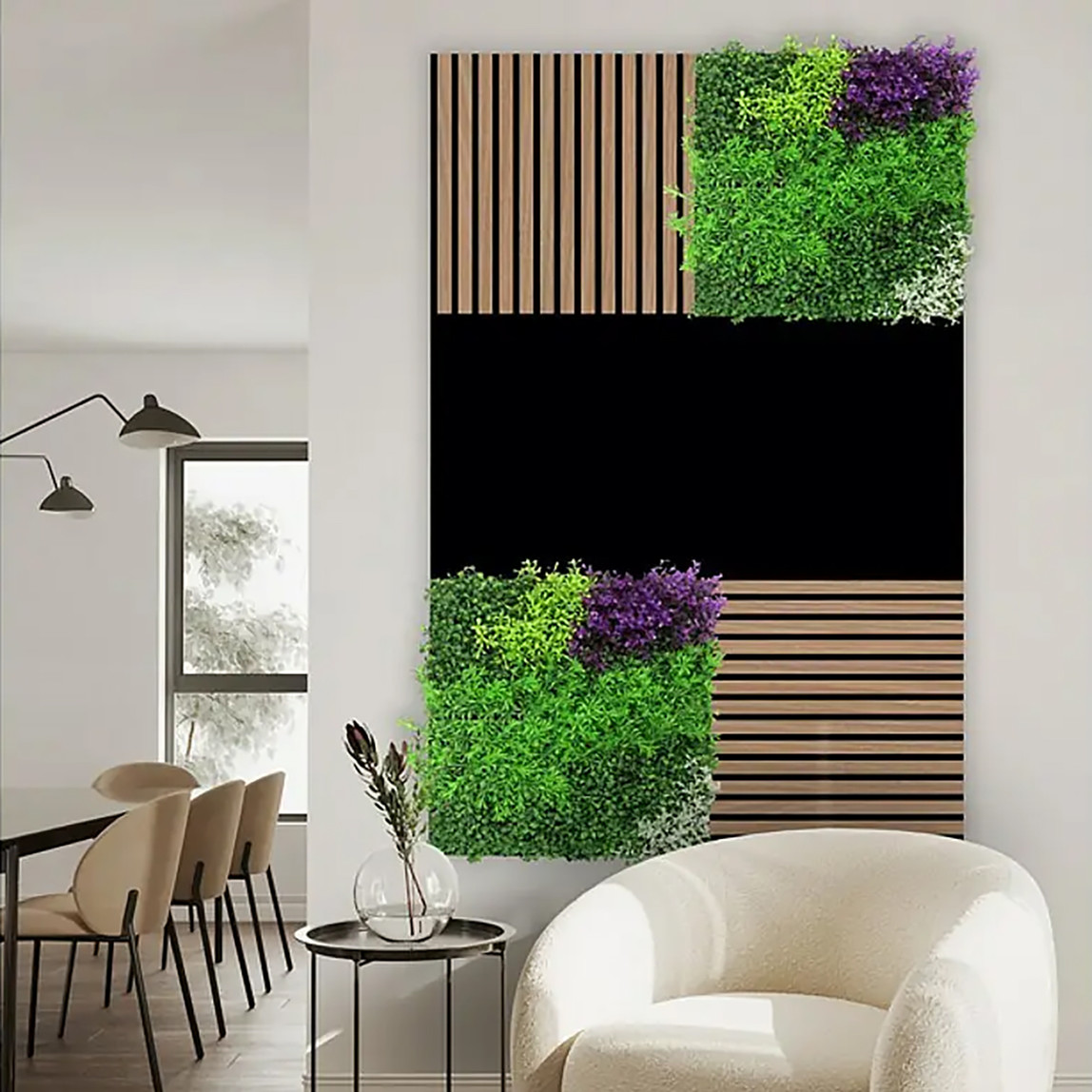    Yapay Bitki Kaplamalı Duvar Paneli Menekşe 