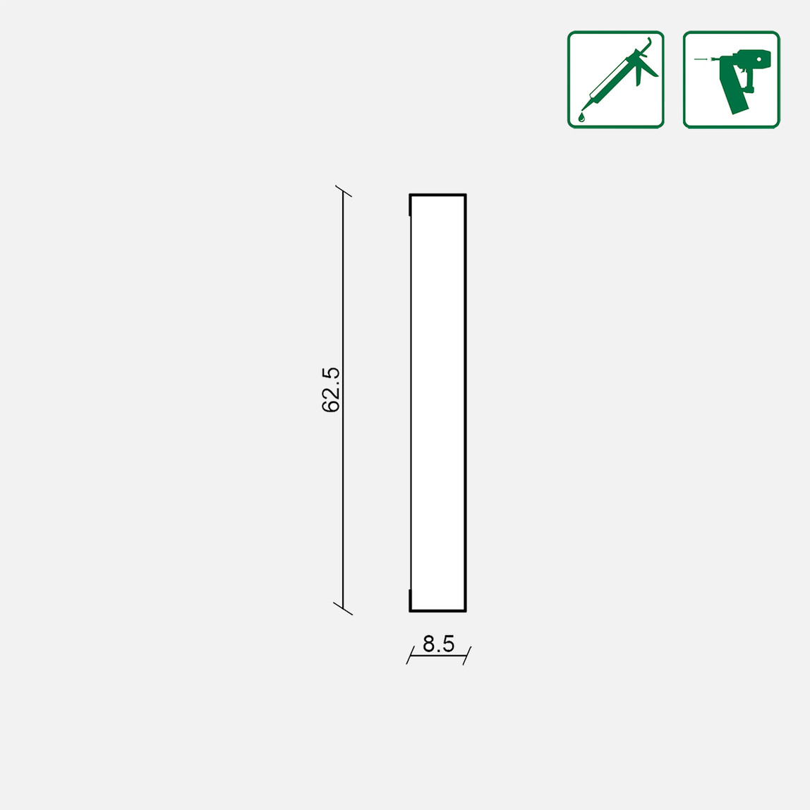    Beyaz MDF Duvar Kaplama Çıtası 1180x63x9 mm 6 Parça
 