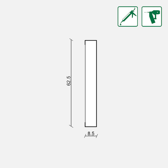 Beyaz MDF Duvar Kaplama Çıtası 1180x63x9 mm 6 Parça
