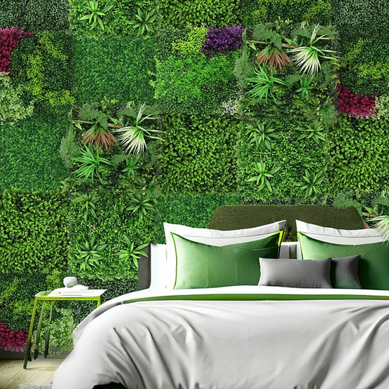 Yapay Bitki Kaplamalı Duvar Paneli Pembe Çiçek