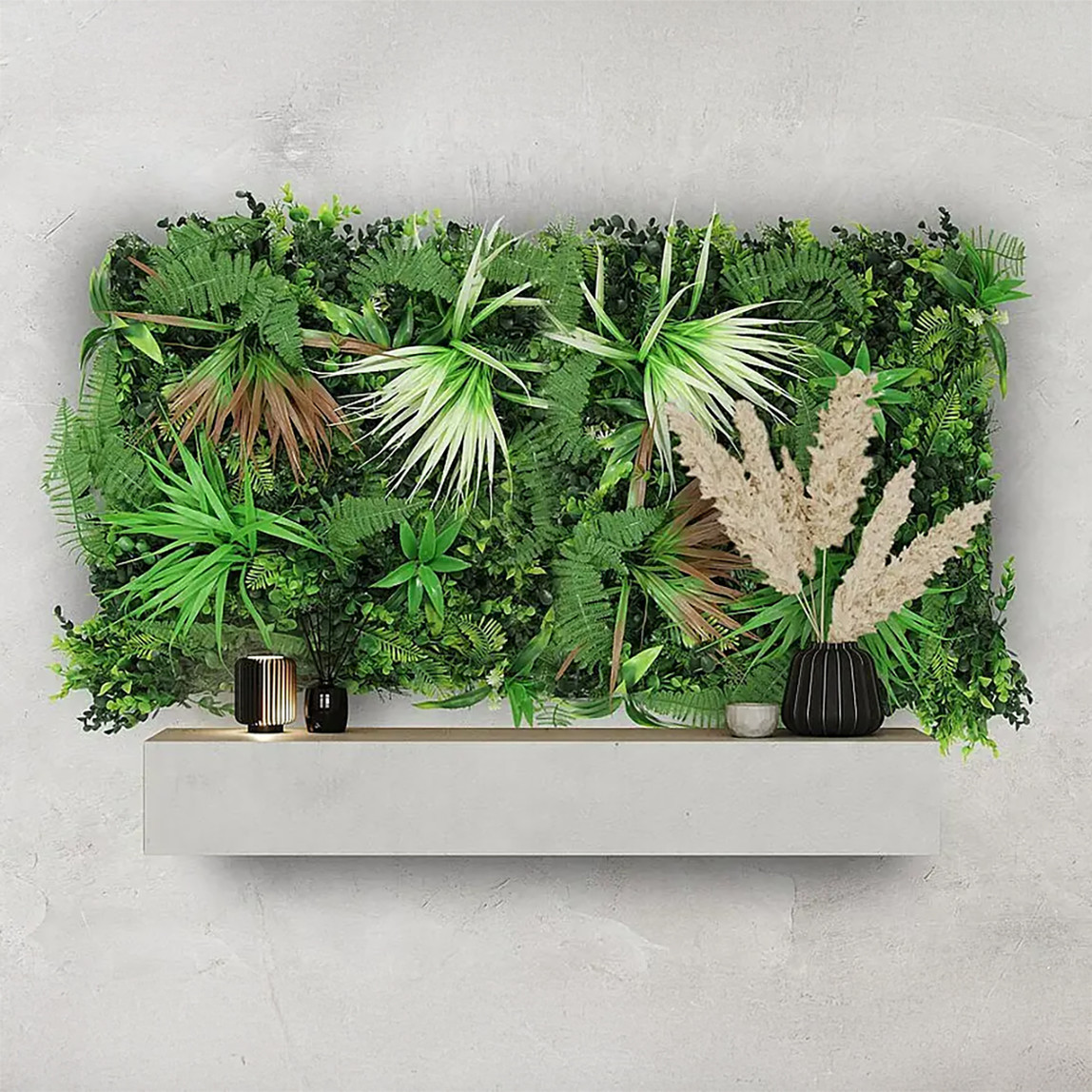    Yapay Bitki Kaplamalı Duvar Paneli Karışık Bitkiler 