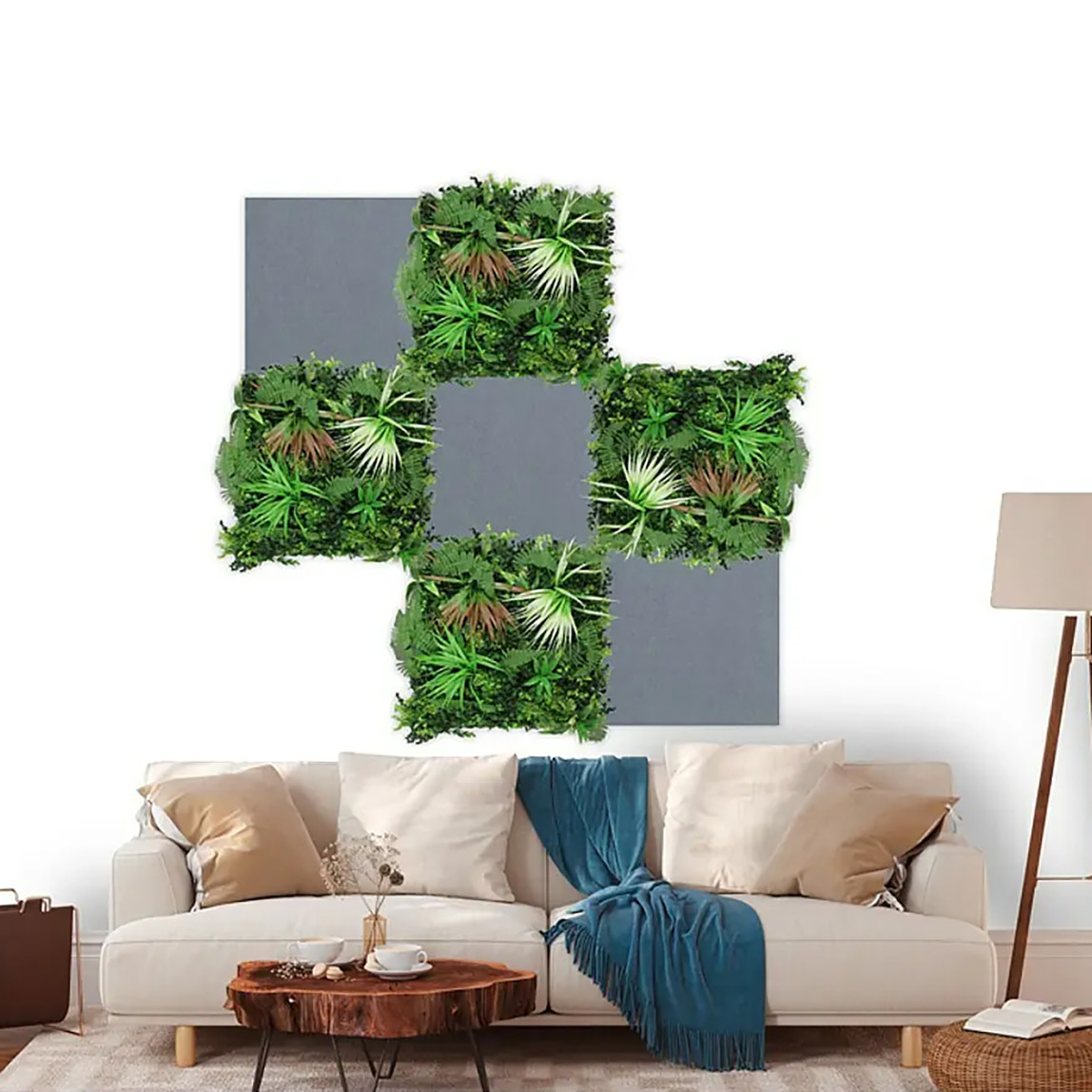    Yapay Bitki Kaplamalı Duvar Paneli Karışık Bitkiler 