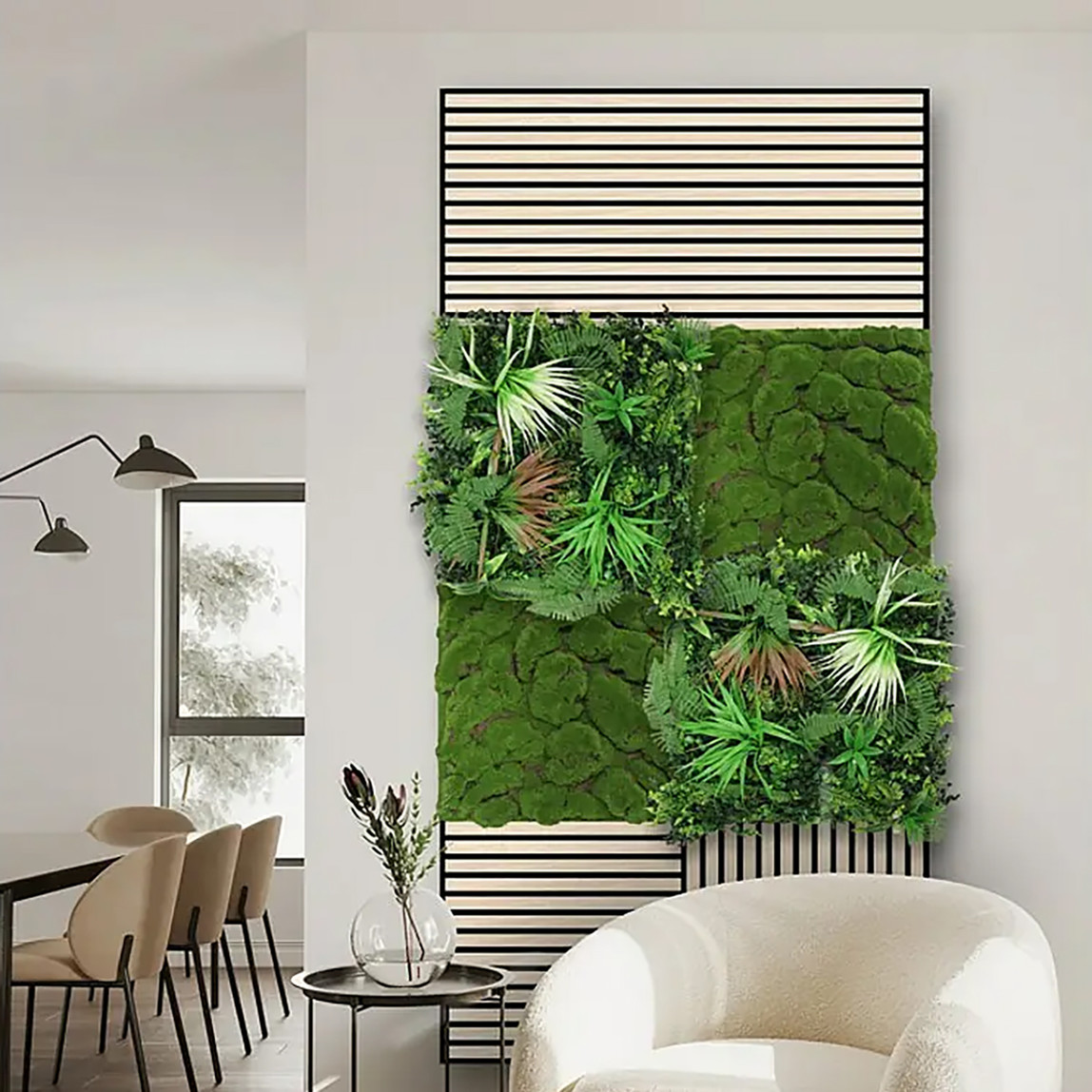    Yapay Bitki Kaplamalı Duvar Paneli Karışık Bitkiler 