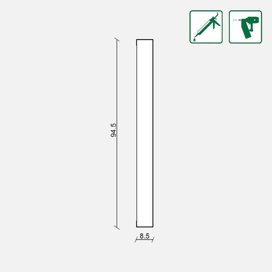 Beyaz MDF Duvar Kaplama Çıtası  1180x95x9m m 6 Parça
