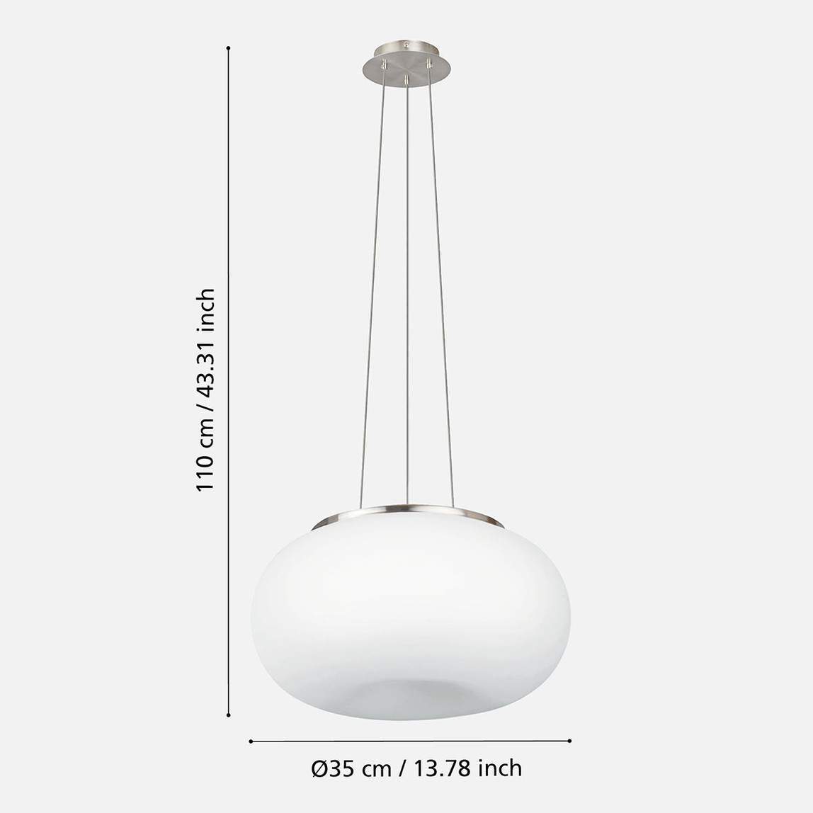    Eglo Optica Çelik E27 Duy Yuvarlak Tekli Modern Sarkıt Beyaz   