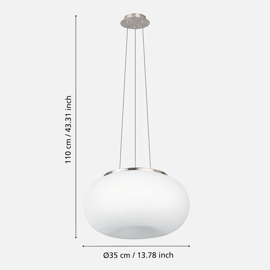 Eglo Optica Çelik E27 Duy Yuvarlak Tekli Modern Sarkıt Beyaz  